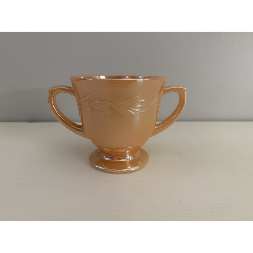 Vintage Fire King Peach Lustre Laurel Leaf Sugar Bowl
